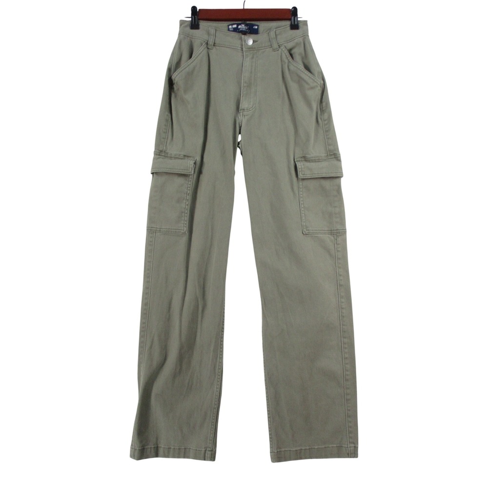Hollister Olive Green Khaki Cargo Pants High Rise Straight Leg W24R 6711-20